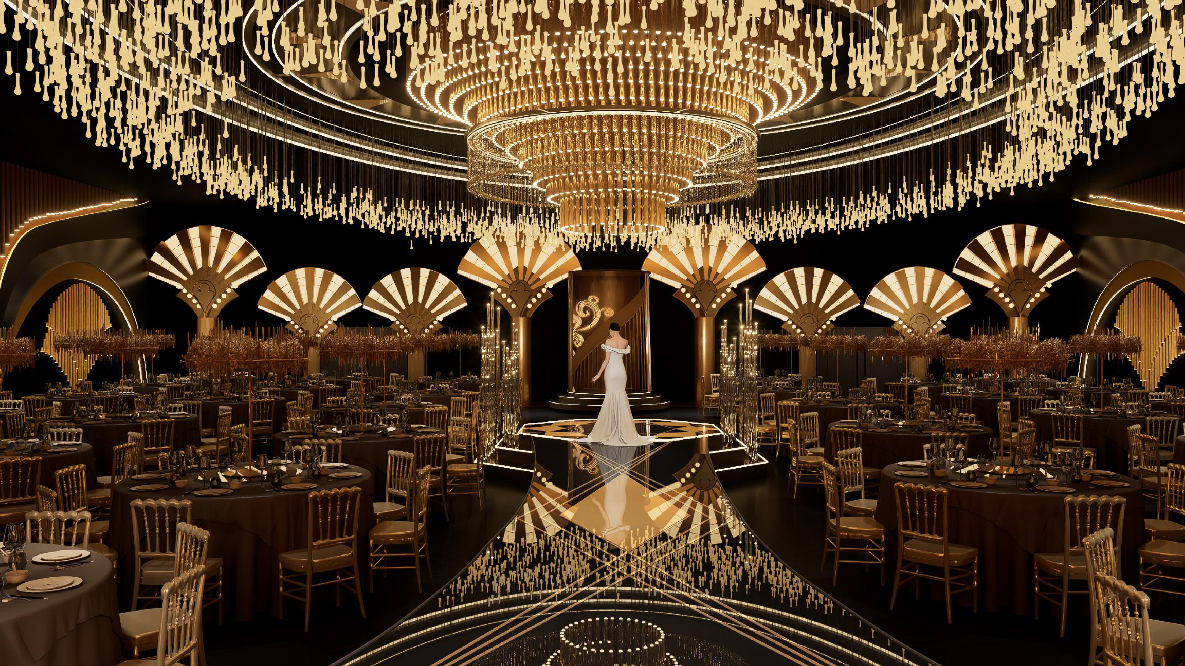 欣旺裕隆1號廳 星光盛宴：尊貴奧斯卡婚禮堂 奧斯卡頒獎(jiǎng)典禮風(fēng)格 強(qiáng)化儀式感